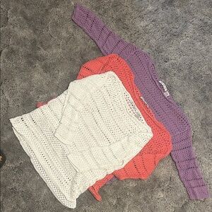 Eight, Eight, Eight  Sweater Set - Purple, Coral, and White size medium